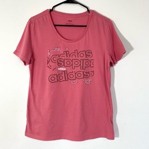 Womens Adidas Tee Shirt Pink Logo Print